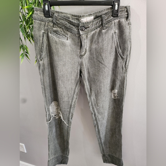 Free People Women’s Washed Out Black-Gray, Distressed, Low Rise Jeans - Picture 1 of 3